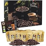 Kaffee-Adventskalender (Ganze Bohne) mit 23 Biologischen , Raritäten- und Fair gehandelten Kaffees aus Aller Welt und Überraschungs-Kaffeezubehör