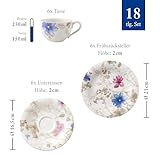 Villeroy & Boch Mariefleur Gris Basic Kaffee Set / Elegantes Geschirr aus Porzellan mit Blumenmuster / 18 teilig für 6 Personen - 2