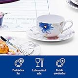 Villeroy & Boch Mariefleur Gris Basic Kaffee Set / Elegantes Geschirr aus Porzellan mit Blumenmuster / 18 teilig für 6 Personen - 4