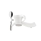 Villeroy & Boch NewWave Caffè Espresso Set / Service in modernem Design aus weißem Premium Porzellan / spülmaschinenfest / 1 x Set (3-teilig)