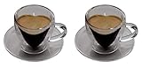 2x 70ml doppelwandige „Herzform“ Espresso-Tassen mit Henkel und Untersetzer, modern, elegant und edel für Ihren ganz besonderen Espresso – geschmacksmustergeschütztes Design in toller Verpackung, auch als Geschenk geeignet, by Feelino(R) - 5
