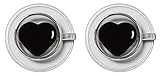 2x 70ml doppelwandige „Herzform“ Espresso-Tassen mit Henkel und Untersetzer, modern, elegant und edel für Ihren ganz besonderen Espresso – geschmacksmustergeschütztes Design in toller Verpackung, auch als Geschenk geeignet, by Feelino(R) - 3