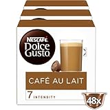 Nescafé Dolce Gusto Café au Lait Kaffeekapseln (100% Arabica Bohnen, Leichter Kaffeegenuss mit cremigem Milchschaum, aus nachhaltigem Anbau Blitzschnelle Zubereitung) 3er Pack (3 x 16 Kapseln)