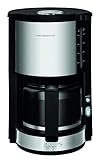 Krups KM321 Proaroma Plus Glas-Kaffeemaschine, 10 Tassen, 1100 W, modernes Design, schwarz mit Edelstahlapplikationen