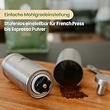 Hand-Kaffeemühle mit Keramik-Mahlwerk von Grönenberg | Manuelle Kaffeemühle | Espresso-Mühle | Edelstahl | Stufenlose Mahlgradeinstellung - 3