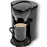Ein Tassen Kaffeemaschine (Ein Personen Kaffeeautomat inklusive Keramik Becher, rutschfeste Abstellfläche, Permanent Nylon Filter)