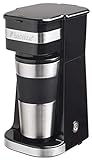 Bestron Kaffeemaschine mit Isolierbecher, Für gemahlenen Filterkaffee, 2 Große Tassen, 750 Watt, Edelstahl, Schwarz